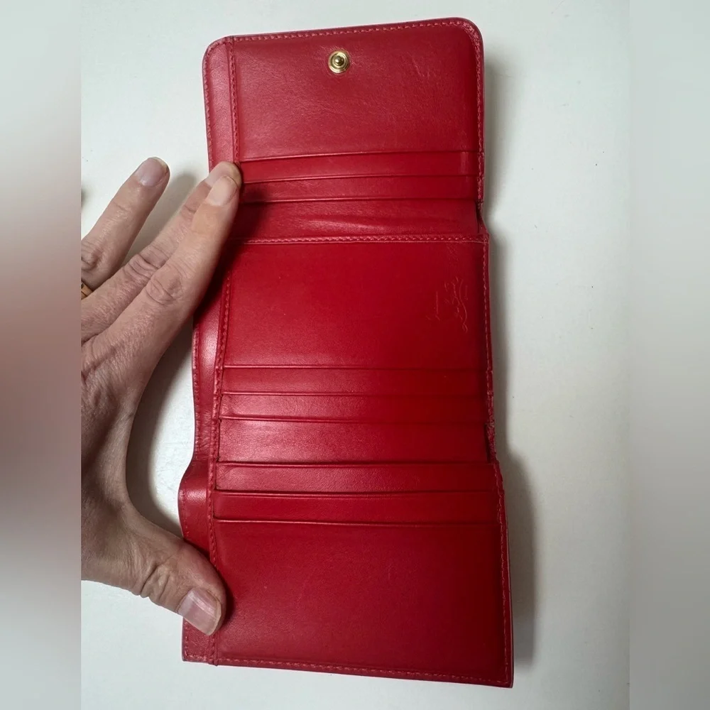 Christian Louboutin Women’s Calfskin Spiked Pink Macaron Mini Wallet